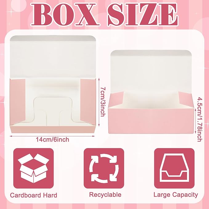 FillTouch 36 Pcs Pink Bakery Boxes 5.5 x 2.76 x 1.77 Inch Cookie Boxes Pastry Box for Cupcakes, Desserts, Cookies, Candies Donuts Cookie Containers for Party Favor and Gifts
