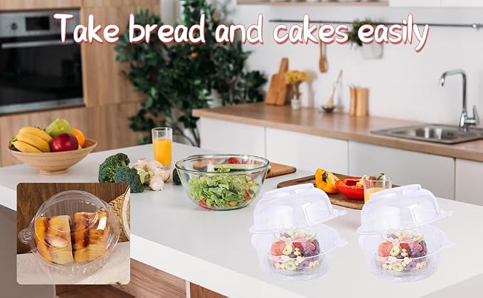 100 piece Jumbo Muffin Containers，extra large Transparent single Cupcake Containers, muffin container for home,clear plastic muffin containers (External size 4.3× 3.5 inches, 100 piece)