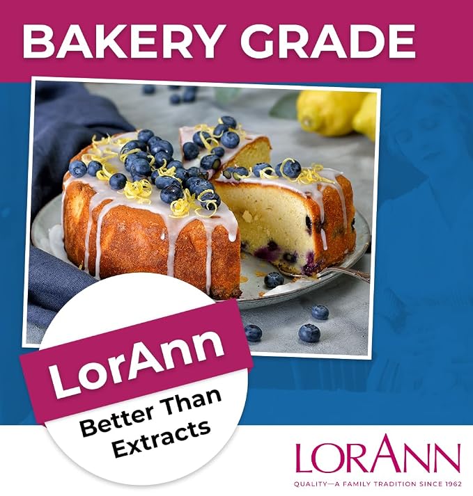 Lorann Oils Blueberry Bakery Emulsion: Realistic Flavor, Perfect for Elevating Berry Notes in Baked Goods, Gluten-Free, Keto-Friendly, Blueberry Extract Substitute Essential for Your Kitchen
