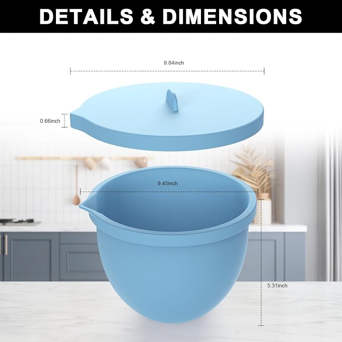 5 Qt Tilt-Head silicone liners for kitchenaid stand mixer, Silicone Bowl Liners with Lids, Kitchen Aid Accessories and Attachments for Baking and Cooking (3pcs Green+Blue+White)