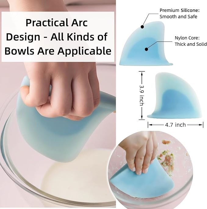 “Shark Fin” Bowl Scraper, Flexible Silicone Dough Scraper | Award-winning Design, Food-grade Silicone, Ergonomic Grip, Stands Upright, Curved Edges, Multipurpose Tool, Dishwasher Safe