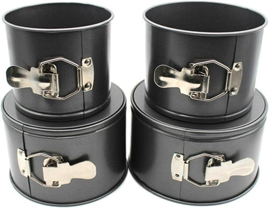 4 pcs Springform Pan Set, 4 5 6 7 inches Round Cake Tin with Removable Bottom, Nonstick Leakproof Carbon Steel Cheese Cake Pans Mold for Baking(COLOR:Black)