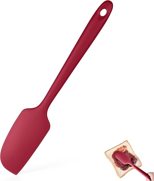600°F Heat Resistant Small Spatula, Doosu Mini Food-Grade Silicone Bowl Scraper Compact Flexible Kitchen Cooking Baking Tool for Scraping Jar Jams Nut Butters & Mixing Stirring Sauce (Red)