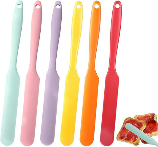 6 Pack Silicone Jar Spatula Small Silicone Spatulas Mini Jar Scraper for Peanut Butter, Mayo, Jams Flexible Kitchen & Baking Tools
