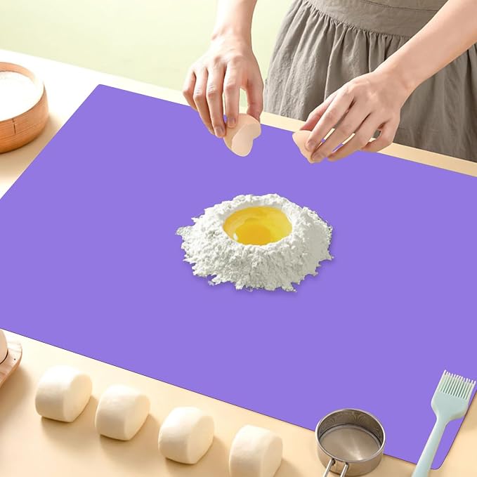 Extra Large Silicone Mats For Kitchen Counter, 27.6'' x 15.7'' Nonskid Silicone Placemats for Kids, Nonstick Purple Silicone Mat for Baking Crafts, Silicone Dab Mat Heat Resistant Mat, 1Pack