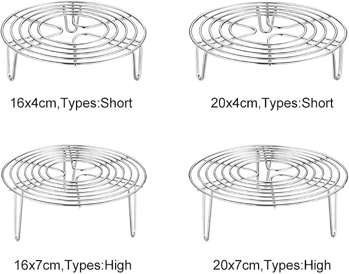 Round Steamer Rack and Cooling Rack,Stainless Steel Pot Trivet, Wire Steamer Kettle Rack Holder, Fit for Pots Cookware Pressure-Cooker Pans Up (16x4cm/6.3x1.57inch)