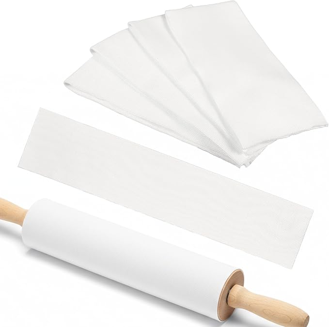 4 Rolling Pin Covers 14.96 x 1.97 Inch Cotton White Rolling Pin Sock Sleeve for Non-Stick Dough Baking Absorbs Excess Flour So Pastries Come out Light and Flakey