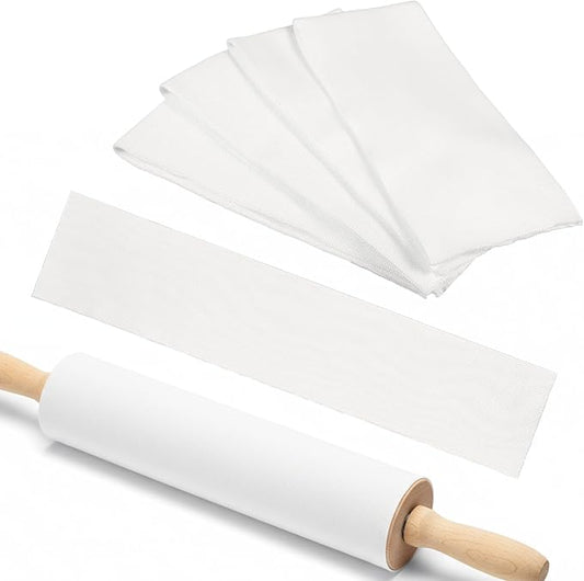 4 Rolling Pin Covers 14.96 x 1.97 Inch Cotton White Rolling Pin Sock Sleeve for Non-Stick Dough Baking Absorbs Excess Flour So Pastries Come out Light and Flakey