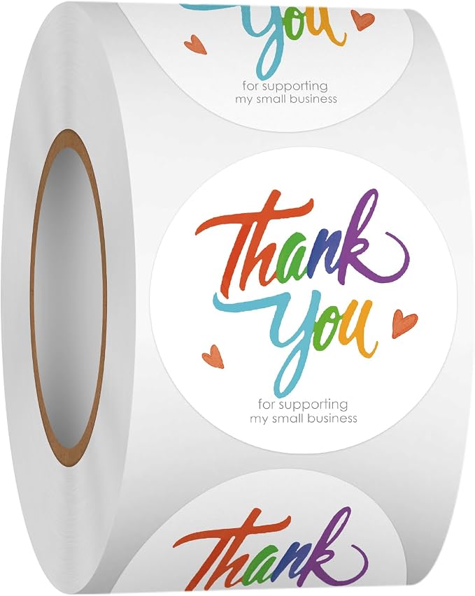 Heyfibro 500 PCS 1.5 Inch Thank You for Supporting My Small Business Stickers for Packing, Parties, Bags, Boxes(Text 4)