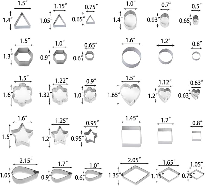 30Pcs Mini Cookie Cutter Set with Box,30 Small Molds To Cut Out Pastry Dough Pie Crust & Fruit, Geometric Set for Biscuit Mold