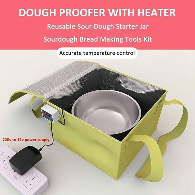 Dough Proofer with Heater, Fold Dough Proofing Box, -50~110°C Accurate Temperature Control, Reusable Sourdough Bread Making Tools Kit, for Making Bread, Yogurt, Natto, Fermentation