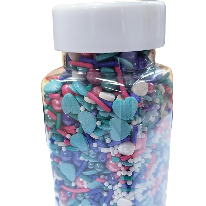Edible Pastel Sprinkles for Cake Decorating, Purple Pink Blue White Green Pearl Confetti Jimmies Mix Pastel Sprinkles for Cake Ice Cream Cupcakes Baking Topping Supplies 3.53oz/100g