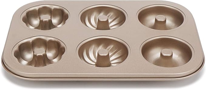 Beasea Donut Molds for Baking 6-Cavity, 2 Count Mini Small Doughnut Baking Pan Nonstick Bagel Carbon Steel Tray Bagels Mold for Oven