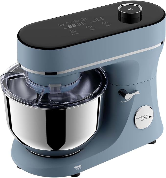 Magnavox Home, 6.3 qt Digital Touchscreen Stand Mixer, 11 Speeds, Blue