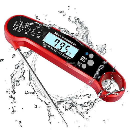 Meat Thermometer Digital, Instant Read Meat ThermometerI Probe for Grill and Cooking, Waterproof Food Thermometer for Kitchen and Outside, BBQ, Air Fryer, Turkey, Candy, Liquids, Beef