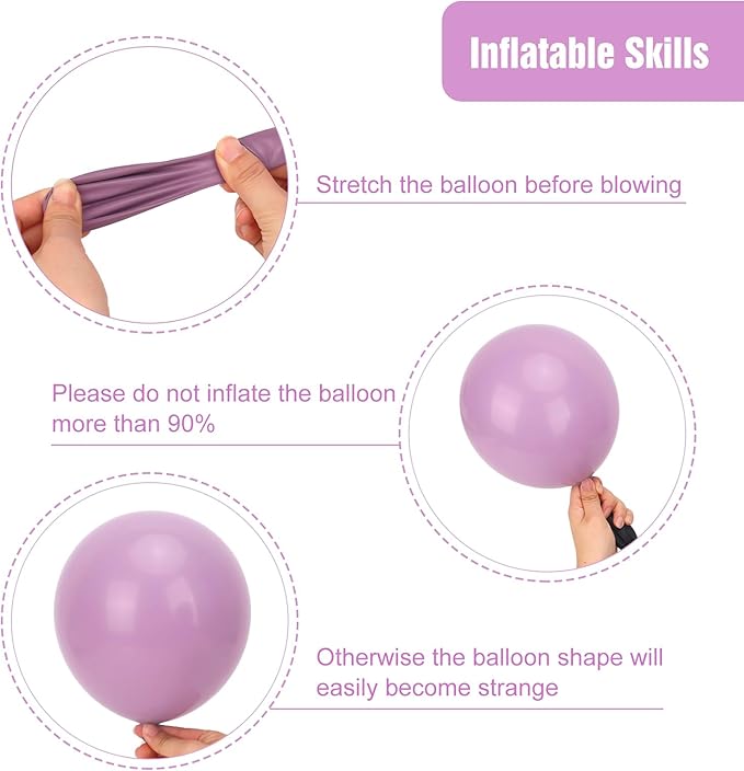 RUBFAC Dusty Purple Balloons 129pcs Different Sizes Pack of 18 12 10 5 Inch, Latex Light Lavender Lilac Purple Balloon Garland Arch Kit for Wedding Baby Shower Gender Reveal Birthday Party