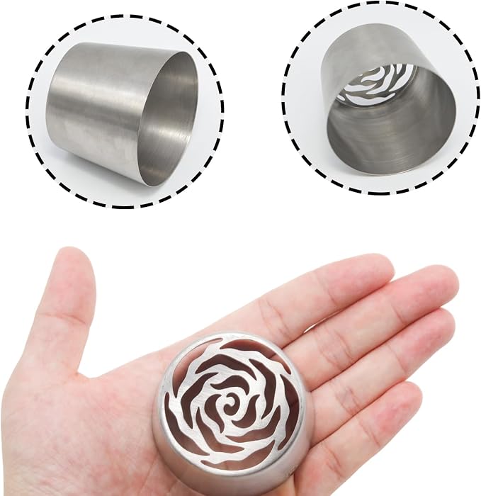 Extra Large Russian Piping Tip Stainless Steel Rose Floral Nozzle | Food Grade Seamless Designed Stainless Steel Rose Floral Nozzle for Cake Decorating, Frosting, Cream Flower DIY Cookies(SL48)