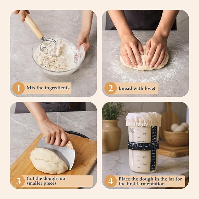 Sourdough Starter Kit, Sourdough Bread Baking Supplies, Sourdough Bread Proofing Basket, Sourdough Tools, Sourdough Supplies, Sourdough Starter Jar, Gifts for Bakers, Gift for Wife