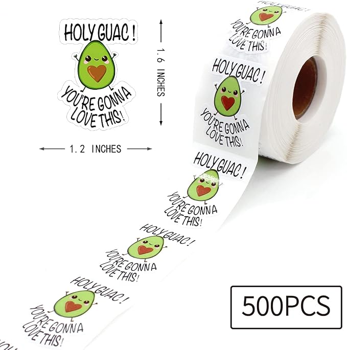 Littlefa Cute Avocado Stickers,Holy Guac You’re Gonna Love This Stickers,Handmade Stickers,Funny Small Business Stickers,Avocado Themed Baby Shower Sticker 500 PCS