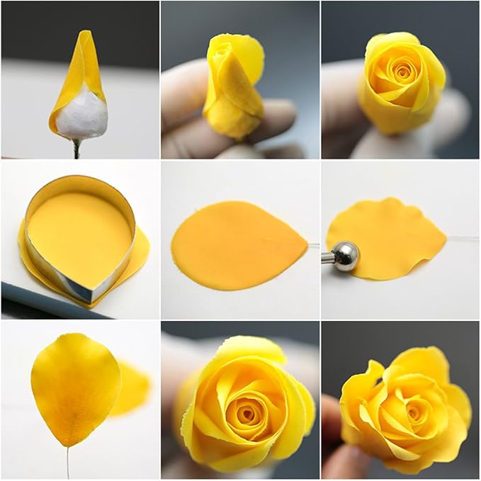 KALAIEN 23pcs/set Rose Petal Cutter Set Gum Paste Fondant Cake Cutters kitchen Supplies Baking Mould