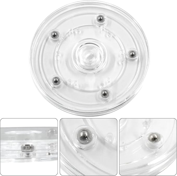 2 Pack 4 inch Lazy Susan Turntable - Acrylic Ball Bearing Rotating Tray for Cake, Spice Rack - Perfect for Kitchen Pantry with 360˚Rotation