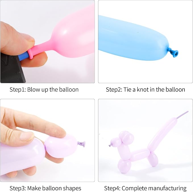 Macaron Color Mix 260 Balloons - Long Balloons for Balloon Arch & Animals Kit, Random Color