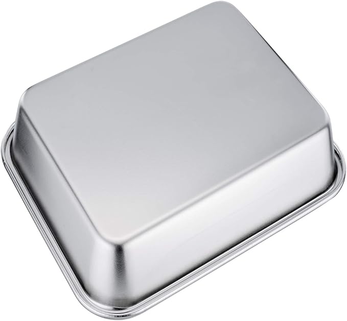 TeamFar Rectangular Cake Pan Brownie Pan, Stainless Steel Lasagna Casserole Baking Pan, 8’’x10’’x3’’, Rust Free & Non Toxic, Easy Clean & Dishwasher Safe
