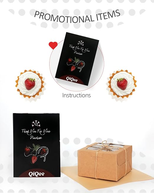 qiqee Bakery Box with Window 4*4*2.5inch/100Packs Brown Macaron Boxes Small Donut Pastry Boxes for Party Mini Cookie Boxes(5 Diferent Gift Include)