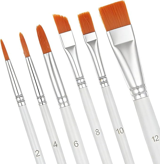6 Pcs Cake Painting Brushes Food Paint Brushes Set Craft Basting Brush Kitchen Bakery Fondant Tool Food Safe Pastry Cookie Baking Decorating Brush for Dusting Edible Glitter Edible Color