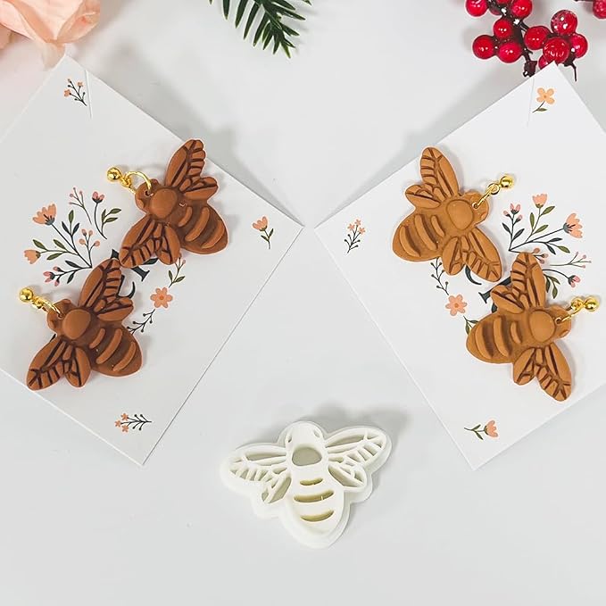 Xaekicr Bee Shape Polymer Clay Cutters Set – Clay Earring Cutters for Handmade Earrings, Clay Tools and Polymer Clay Molds for Jewelry Making