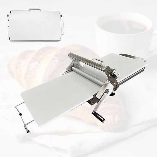Dough Sheeter Machine,Foldable Manual Dough Roller Machine with Adjustable Thickness 0-25mm,Stainless Steel Portable Pastry Roller for Commercial Home Bakery, Puff Pastry & Pizza Dough (40.5"x22.8")