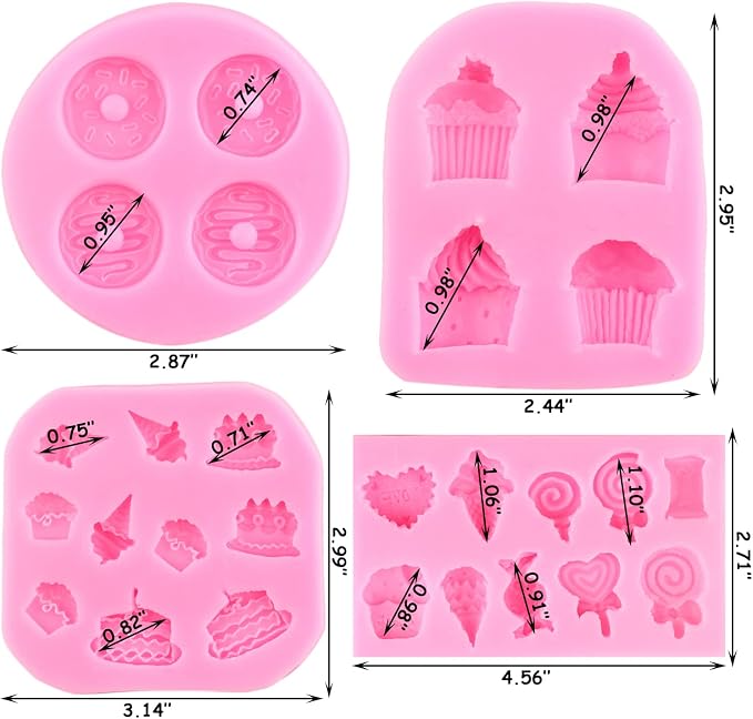 ZiXiang Ice Cream Cones Silicone Molds Donut Fondant Mold Lollipop Candy Mold For Cake Decorating Cupcake Topper Popsicle Polymer Clay Chocolate Gum Paste Set Of 4