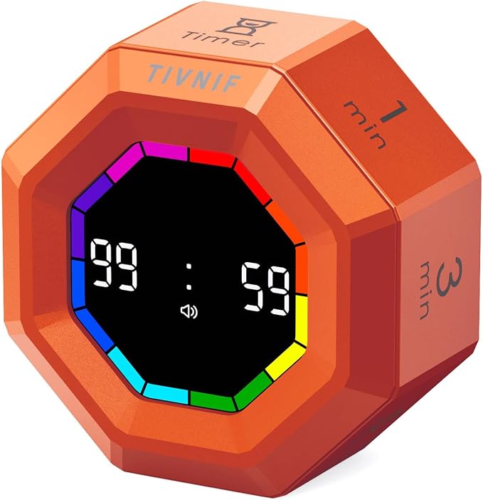 Visual Timer for Kids Kitchen Timer Pomodoro Magnetic Visual Countdown | Smart Gravity Sensing Timer with Large Display Loud Alarm for Study Cooking Classroom Homework Time Management