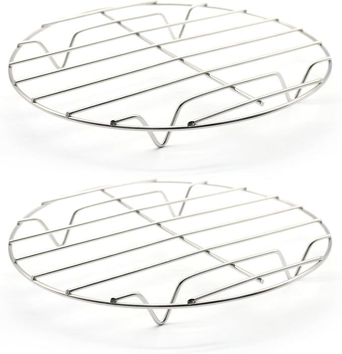 7.87" Round Cooking Rack, 2 Pcs Stainless Steel Baking Cooling Steaming Grilling Rack for Air Fryer, Pressure Cooker, Cooking Enthusiasts