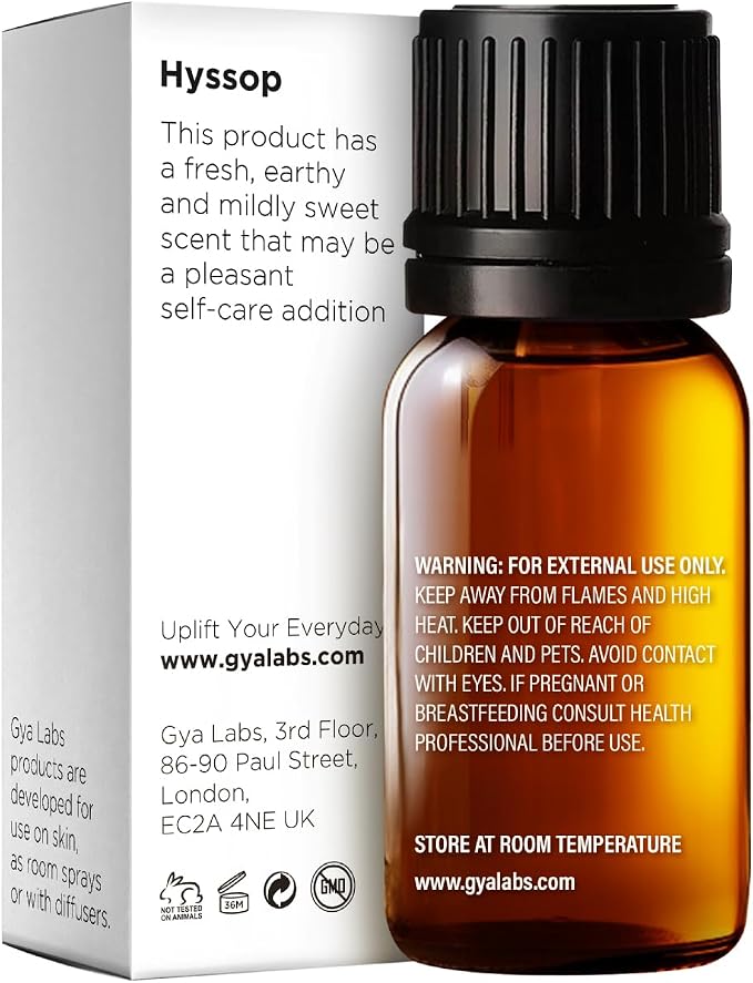 100% Pure Hyssop Essential Oil - 0.34 Fl Oz - Hyssop Oil for Hair, Skin, Diffuser, Aromatherapy & DIY Candle Making Scent