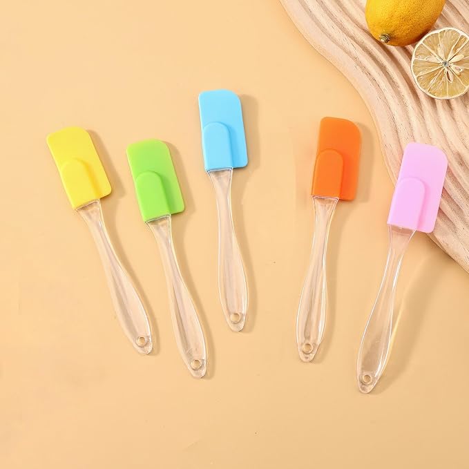 5 PCS,7Inch Silicone Spatulas Rubber Spatula Small Spatula Baking Mini Spatula Mixing Tool for Nonstick Cookware, Cooking (Pink green yellow orange blue)