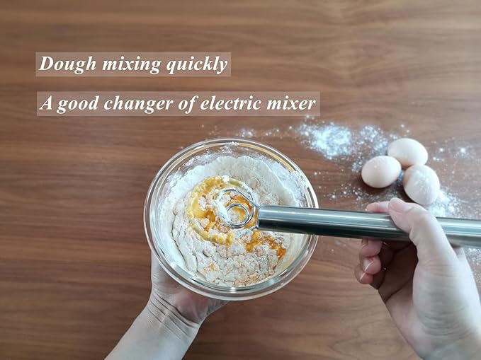 Small Ring Danish Dough Whisk Stainless Steel, Suitable for Sourdough Jar, Hand Mixing Tool for Mixing Various Bread Doughs, A Good Baking Starter, Ring Small As An Egg, 9 Inches Length
