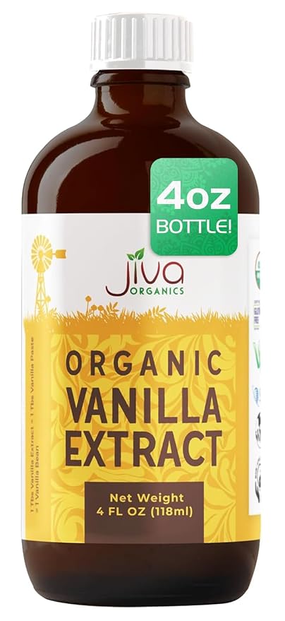 Jiva Organics Pure Vanilla Extract 4oz - 100% Real Extract - For Cooking, Drinks & Desserts - 100% Vegan, Sugar Free & Kosher - Non-GMO & Gluten-Free
