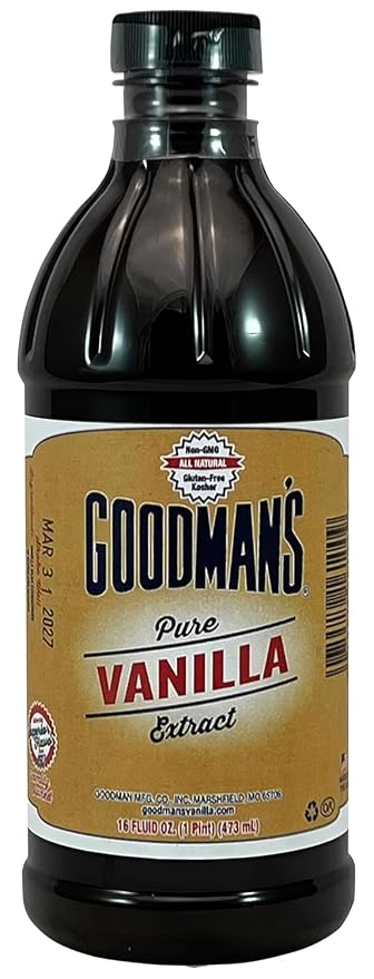 Goodman's Pure Vanilla Extract - Gluten-Free, Non-GMO, Kosher, Low Carb & Low Calorie - Madagascar Bourbon Vanilla Extract Ideal for Baking, Cooking & More - No Animal Products, No Sugar (16oz Bottle)