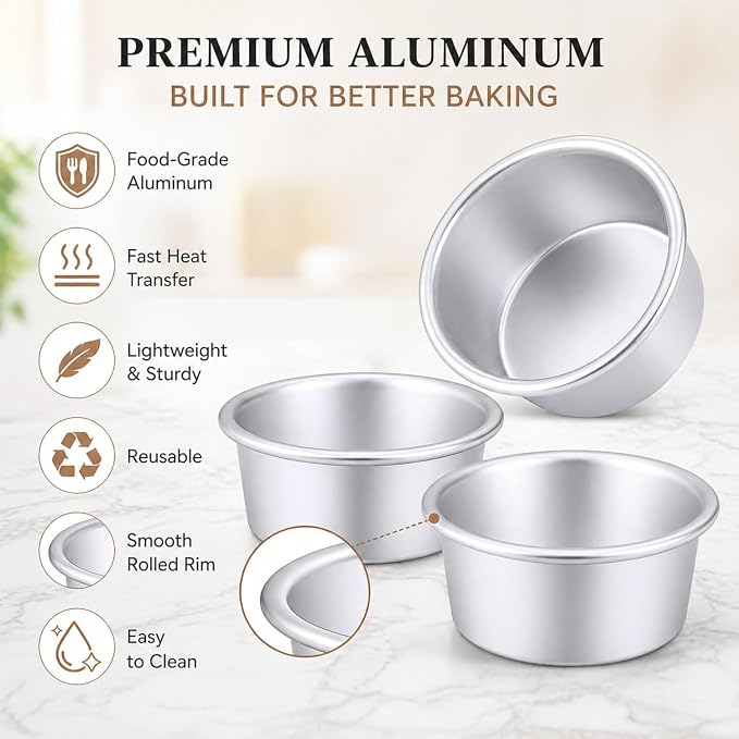 Nuenen 12 Pcs Round Cake Pans Aluminum Round Mold Smash Cake Baking Cheesecake Pans for Home Party Baking Supplies (4 Inch)