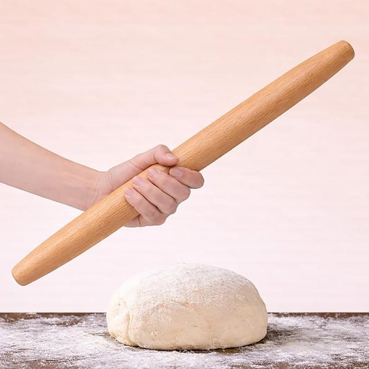 17.1 Inch French Rolling Pin – Smooth One-Piece Wooden Dough Roller for Baking, Cookies, Pizza Dough & Pastry
