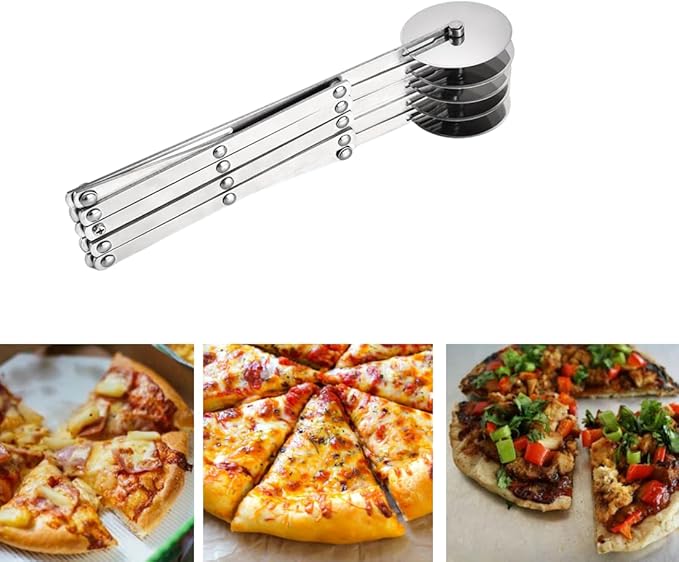 5 Wheel Pastry Cutter Stainless Steel Expandable Pizza Slicer Multi-Round Pastry Knife Baking Cutter Roller for Noodle Pizza Pie Crust Baking Cookie Divider