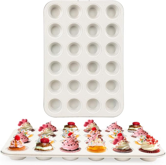 2-Pack 24-Cup Mini Muffin Pan, Ceramic Nonstick Cupcake Tin for Bite-Sized Treats