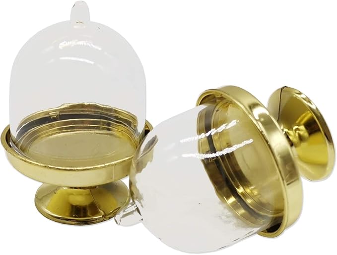 TIHOOD 12PCS Mini Cupcake Stand, Tiny Cake Dome with Clear Plastic For Chocolate, Cheese, Coconut Macaroons, Rum Balls, Candies & More!