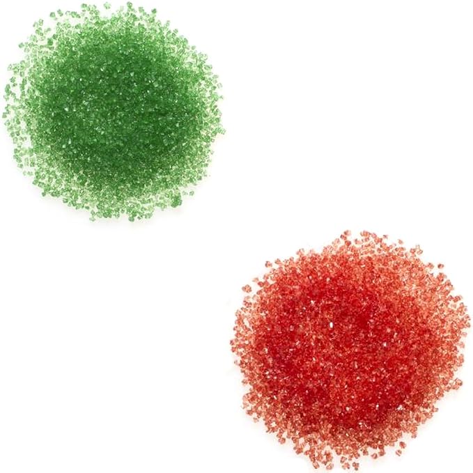 O’Creme Sanding Sugar for Cookie Decorating – Eye-Catching Christmas-Kit Sugar Crystals for Unique Cake Toppings, Cupcakes and Cookies – Ideal Decoration Solution - Red and Green, 4 Ounce Each