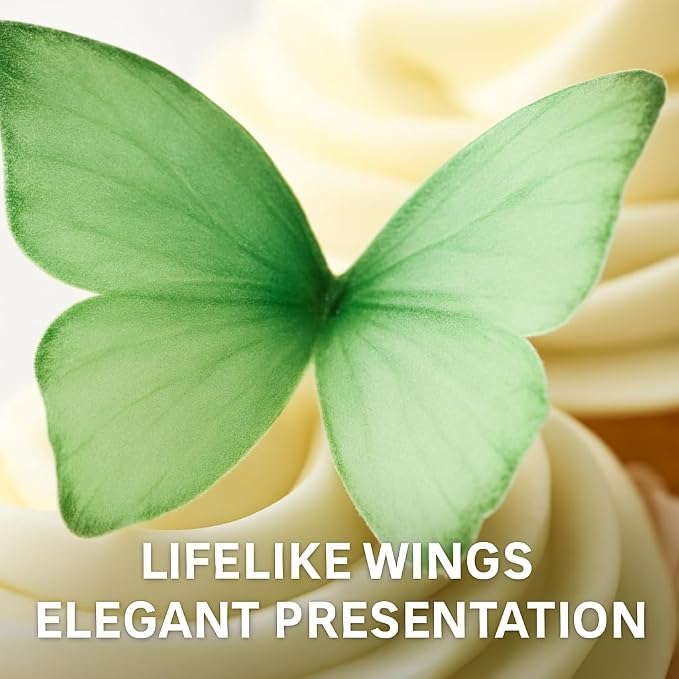 Confect Edible Wafer Paper Butterflies Set of 56 (1.77 x 1.18 Inch Per Butterflies) – Colorful Mint Green Butterfly Cake Decorations, Cupcake Toppers for Birthday, Wedding, Party – Edible Butterfly
