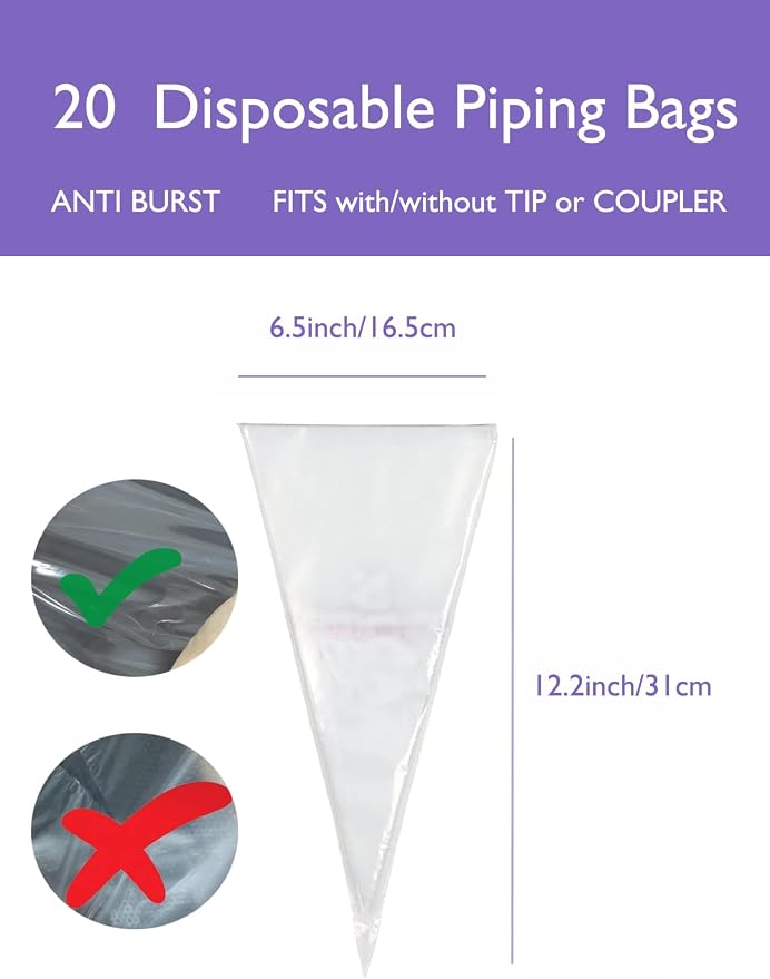 St. Honore Piping Tips with Bags - Create Stunning V Wave Designs and Decorate with Ease
