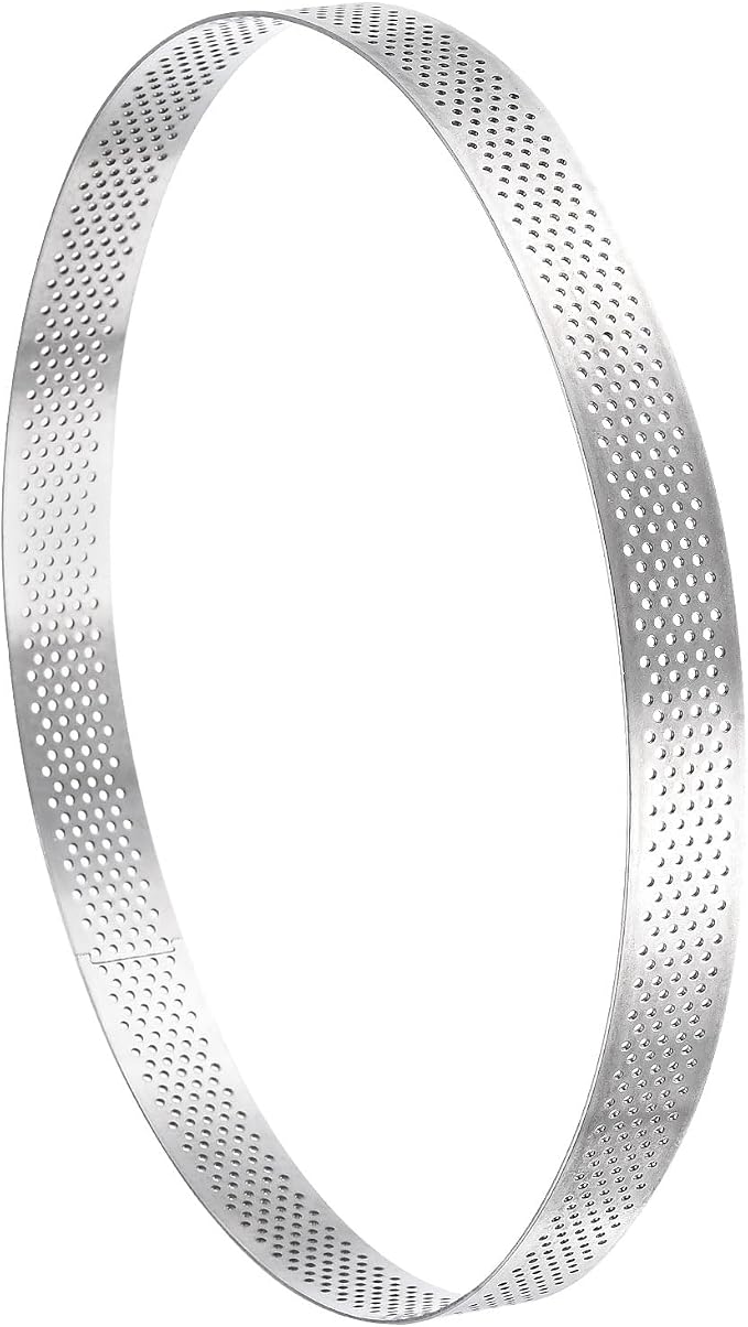 uxcell Stainless Steel Small Cake Rings, Perforated Cake Mousse Ring Kitchen Baking Heat-Resistant 7.8" Diameter, 0.8" Height,for Cake Dessert Biscuit Chocolate, Silver