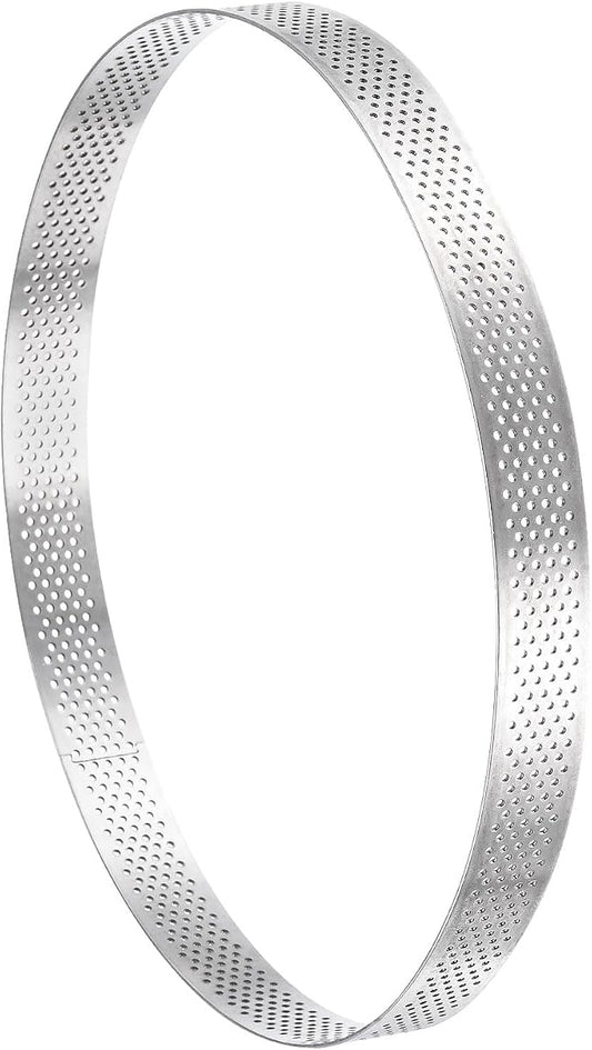 uxcell Stainless Steel Small Cake Rings, Perforated Cake Mousse Ring Kitchen Baking Heat-Resistant 7.8" Diameter, 0.8" Height,for Cake Dessert Biscuit Chocolate, Silver