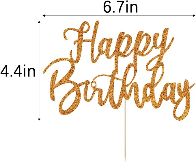 Handmade Glitter happy birthday Cake Topper, Happy Birthday Cake Bunting Decor,Birthday Party Decoration Supplies (Pumpkin yellow)